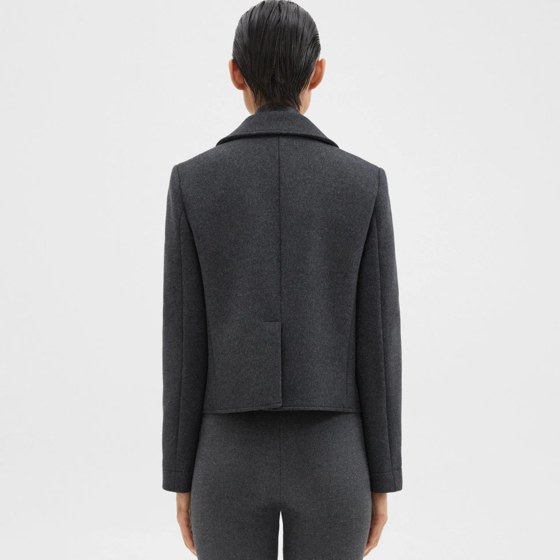Theory Shrunken Peacoat In Recycled Wool-Blend Melton-Women Outerwear