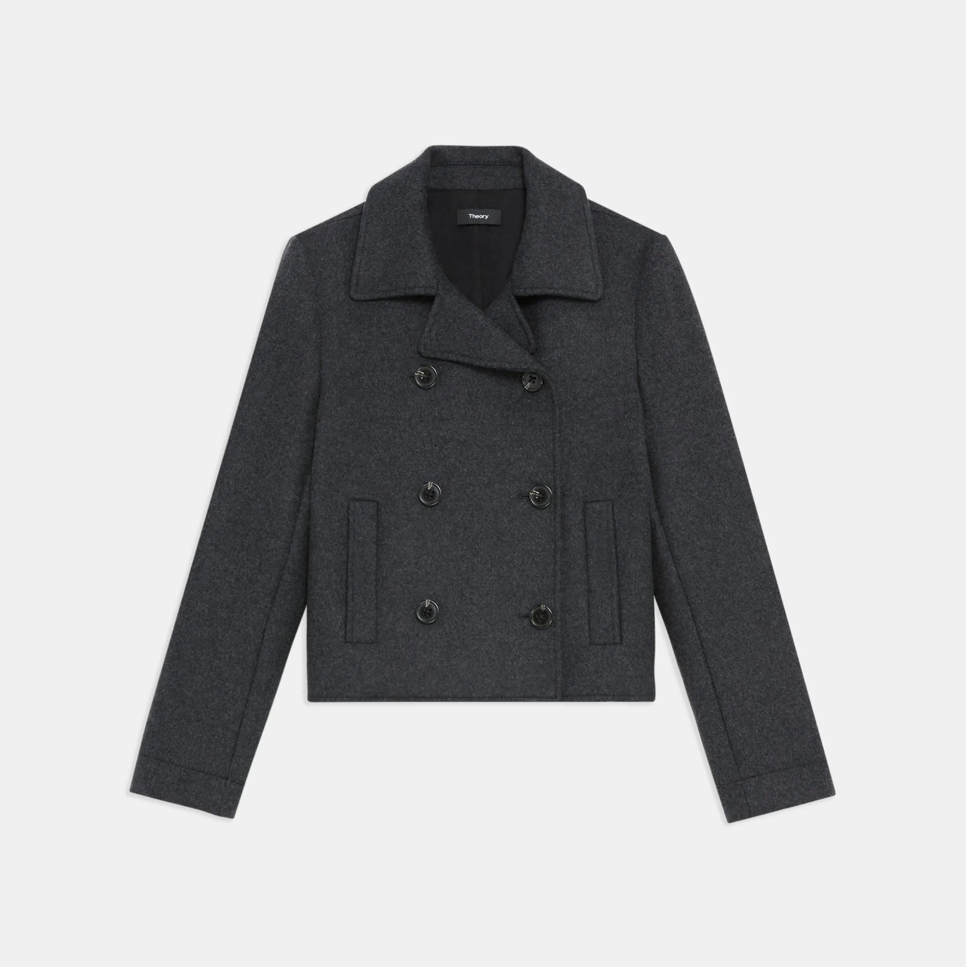 Theory Shrunken Peacoat In Recycled Wool-Blend Melton-Women Outerwear