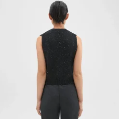 Theory Shrunken Sweater Vest In Donegal Wool-Cashmere-Women Sweaters + Cardigans