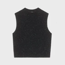 Theory Shrunken Sweater Vest In Donegal Wool-Cashmere-Women Sweaters + Cardigans
