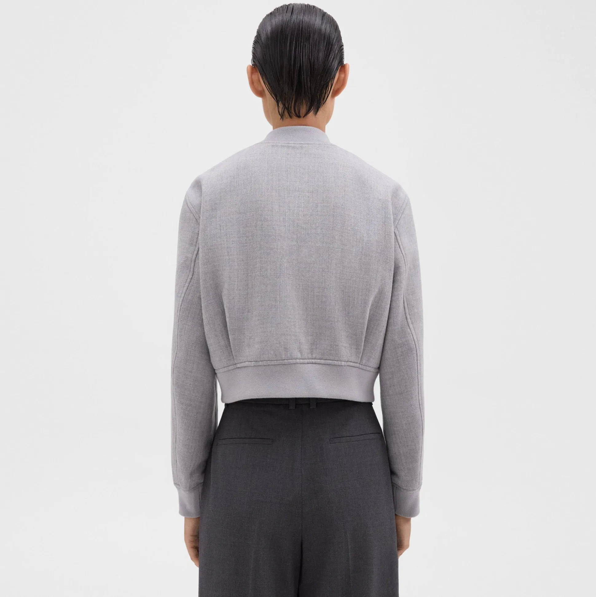 Theory Shrunken Varsity Jacket In Double-Face Wool Flannel-Women Outerwear