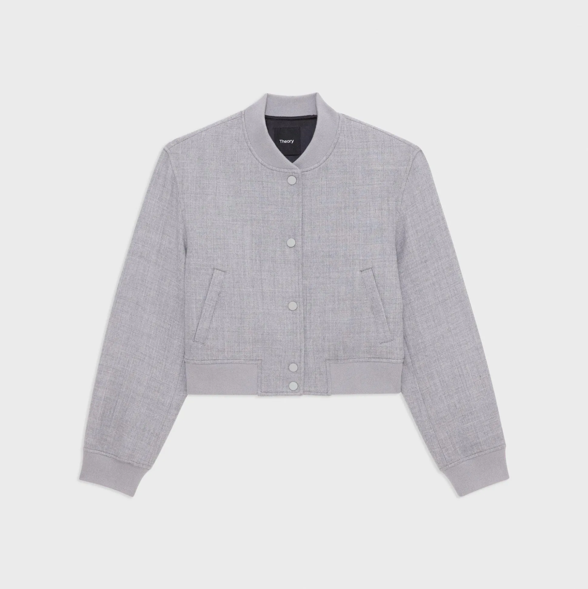 Theory Shrunken Varsity Jacket In Double-Face Wool Flannel-Women Outerwear
