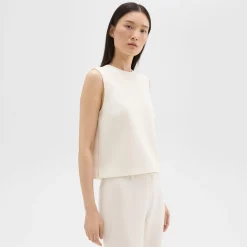 Theory Sleeveless Crewneck Top In Admiral Crepe-Women Tops
