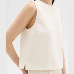 Theory Sleeveless Crewneck Top In Admiral Crepe-Women Tops