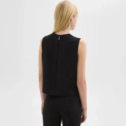 Theory Sleeveless Crewneck Top In Admiral Crepe-Women Tops