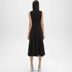 Theory Sleeveless Fit-And-Flare Dress In Admiral Crepe-Women Dresses