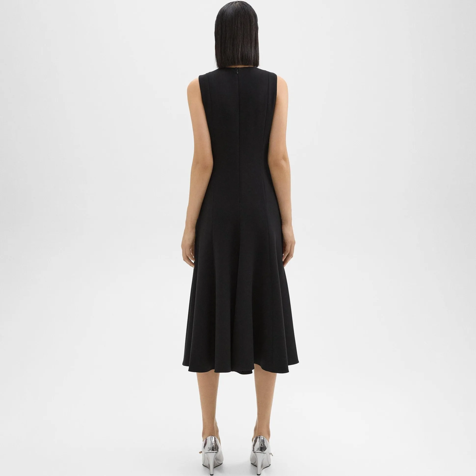 Theory Sleeveless Fit-And-Flare Dress In Admiral Crepe-Women Dresses