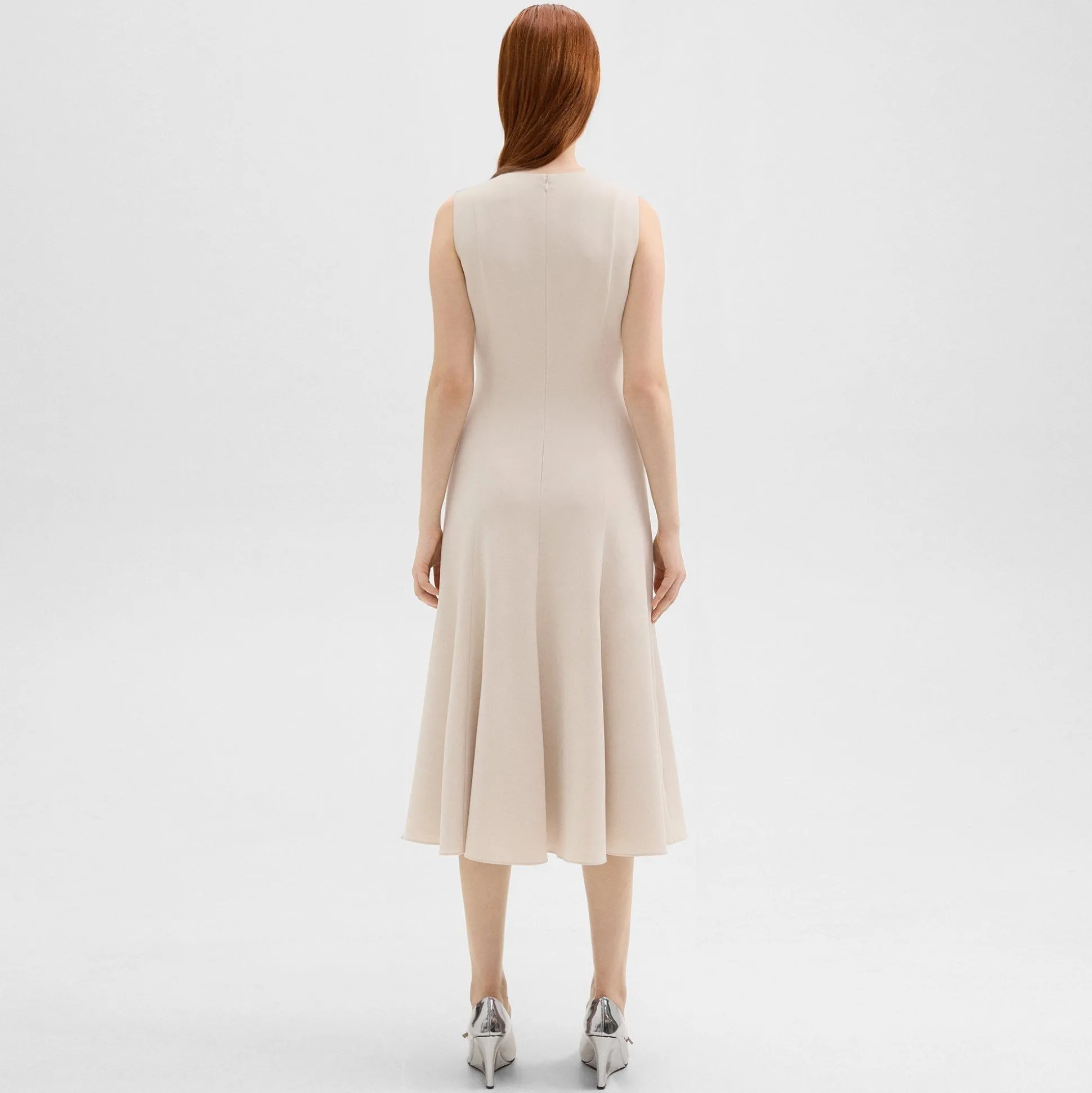 Theory Sleeveless Fit-And-Flare Dress In Admiral Crepe-Women Dresses