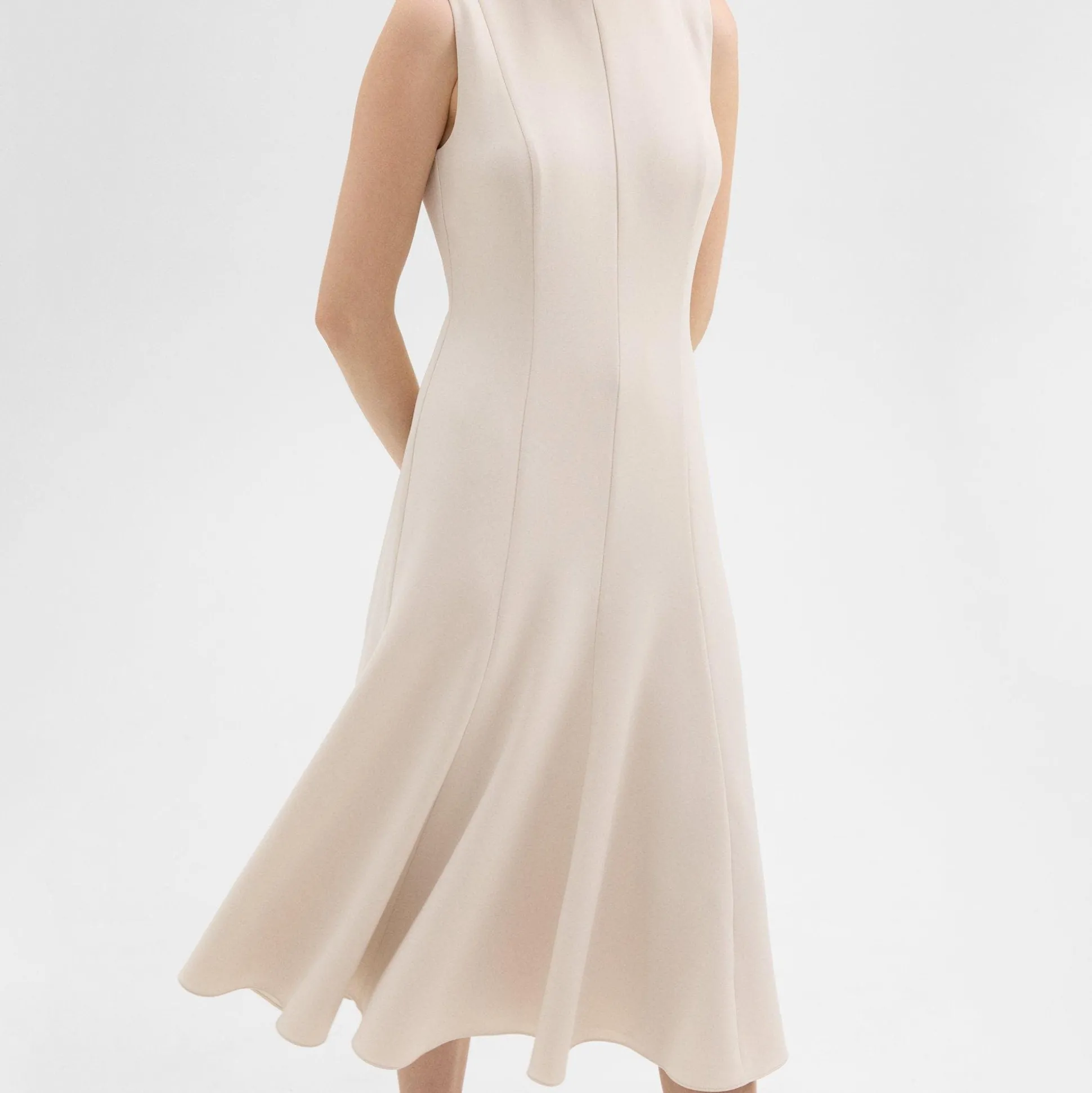Theory Sleeveless Fit-And-Flare Dress In Admiral Crepe-Women Dresses