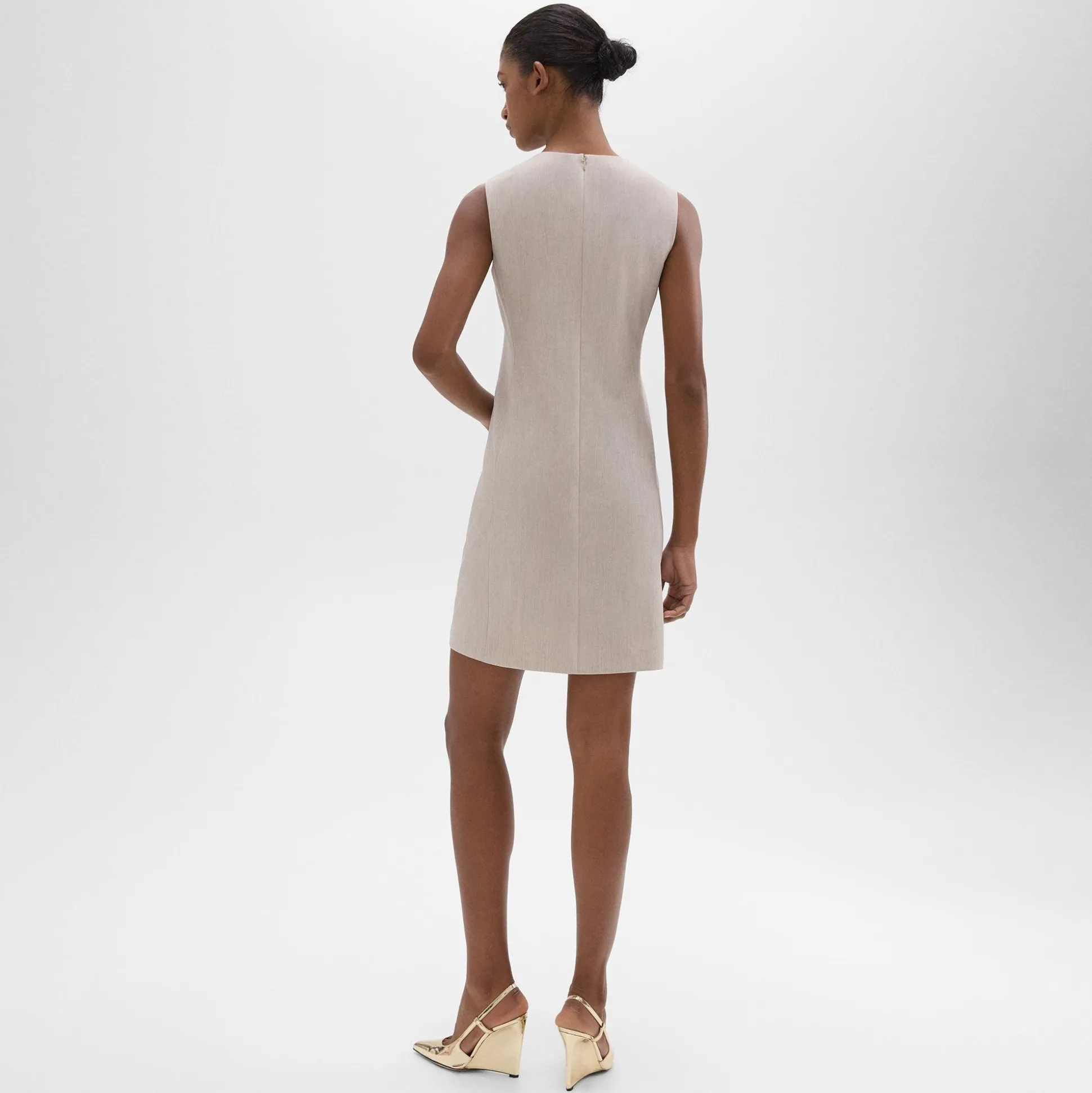 Theory Sleeveless Fitted Dress In Good Wool-Women Dresses