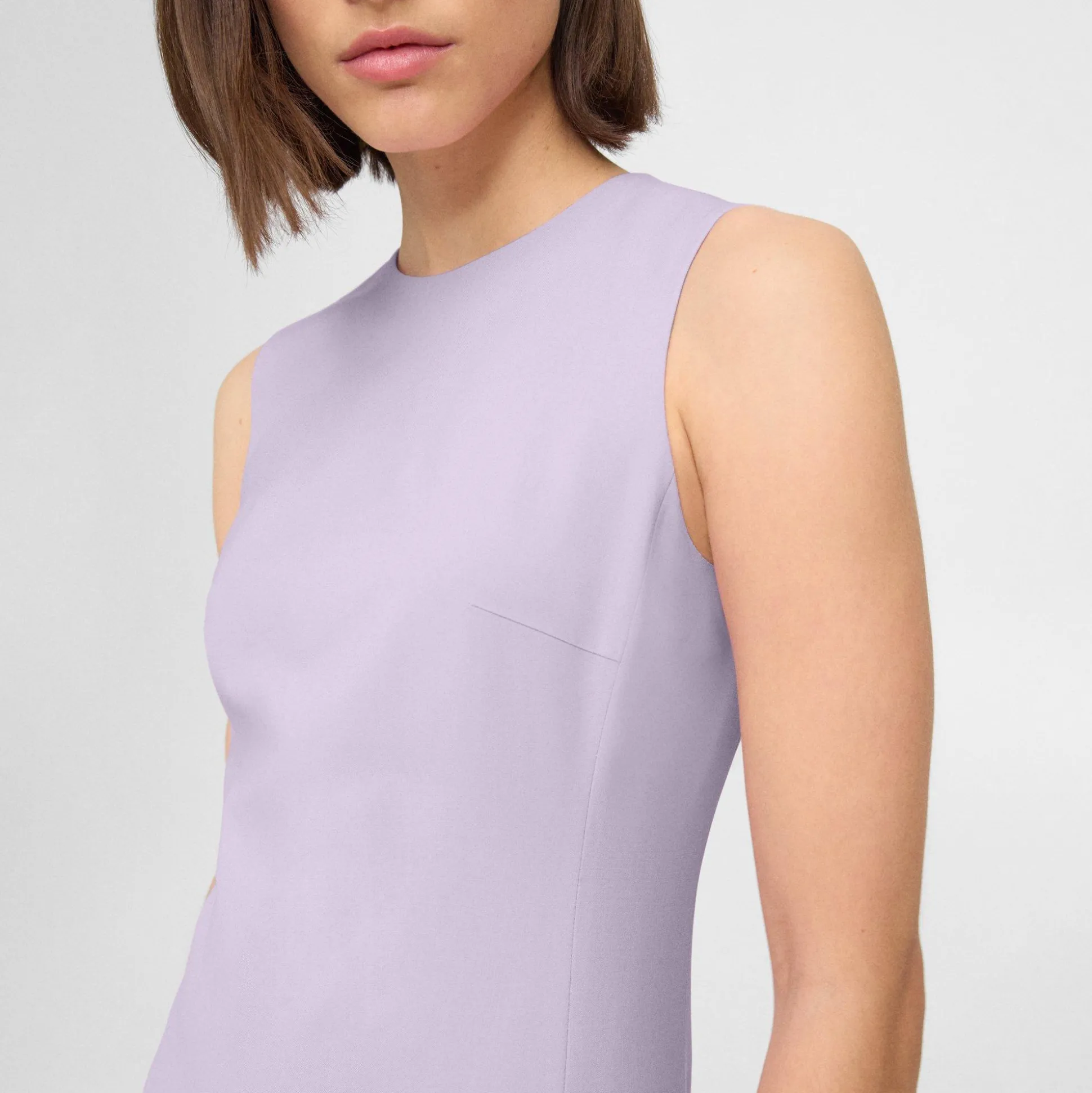 Theory Sleeveless Fitted Dress In Good Wool-Women Dresses