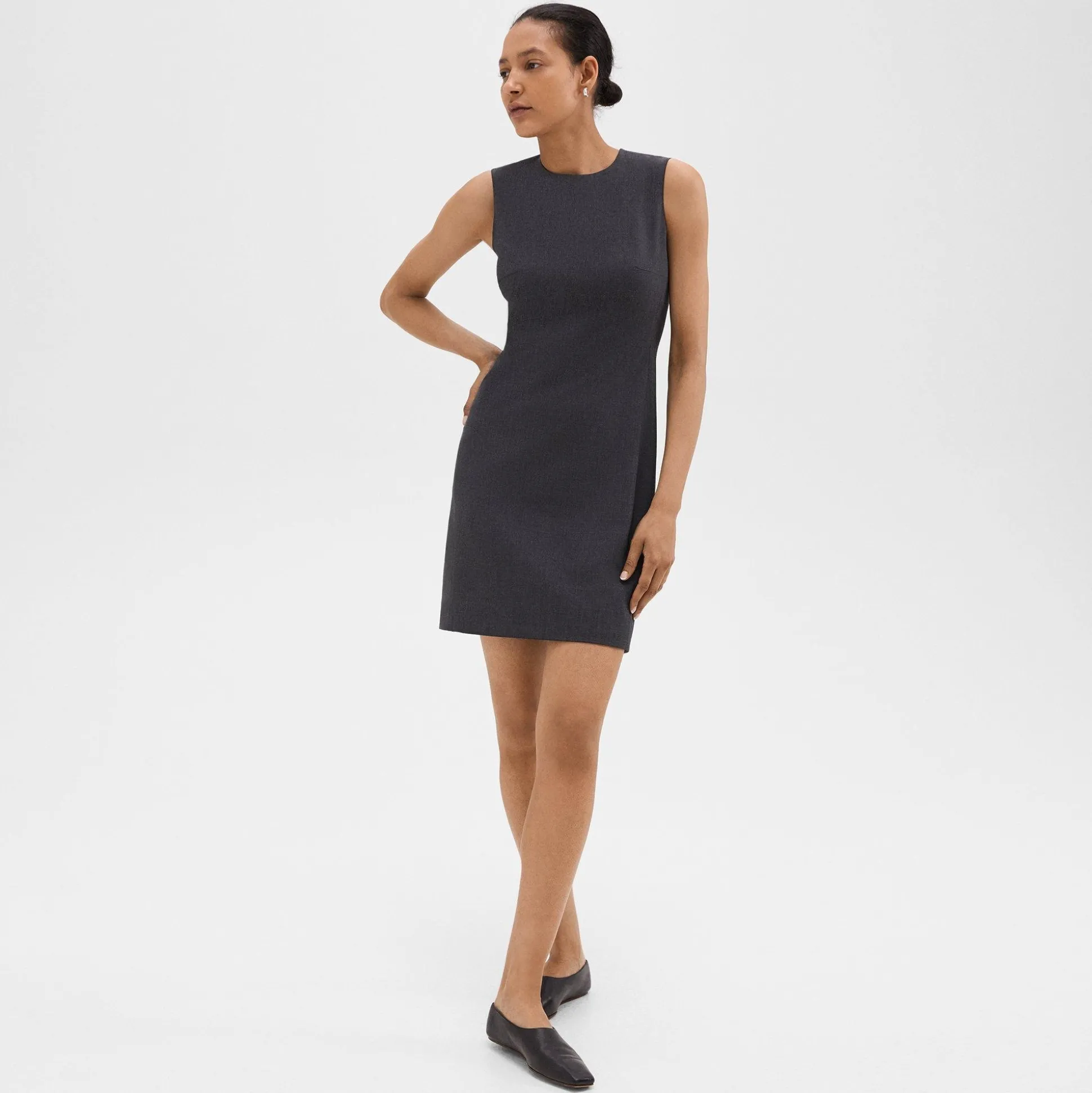 Theory Sleeveless Fitted Dress In Good Wool-Women Suits|Dresses