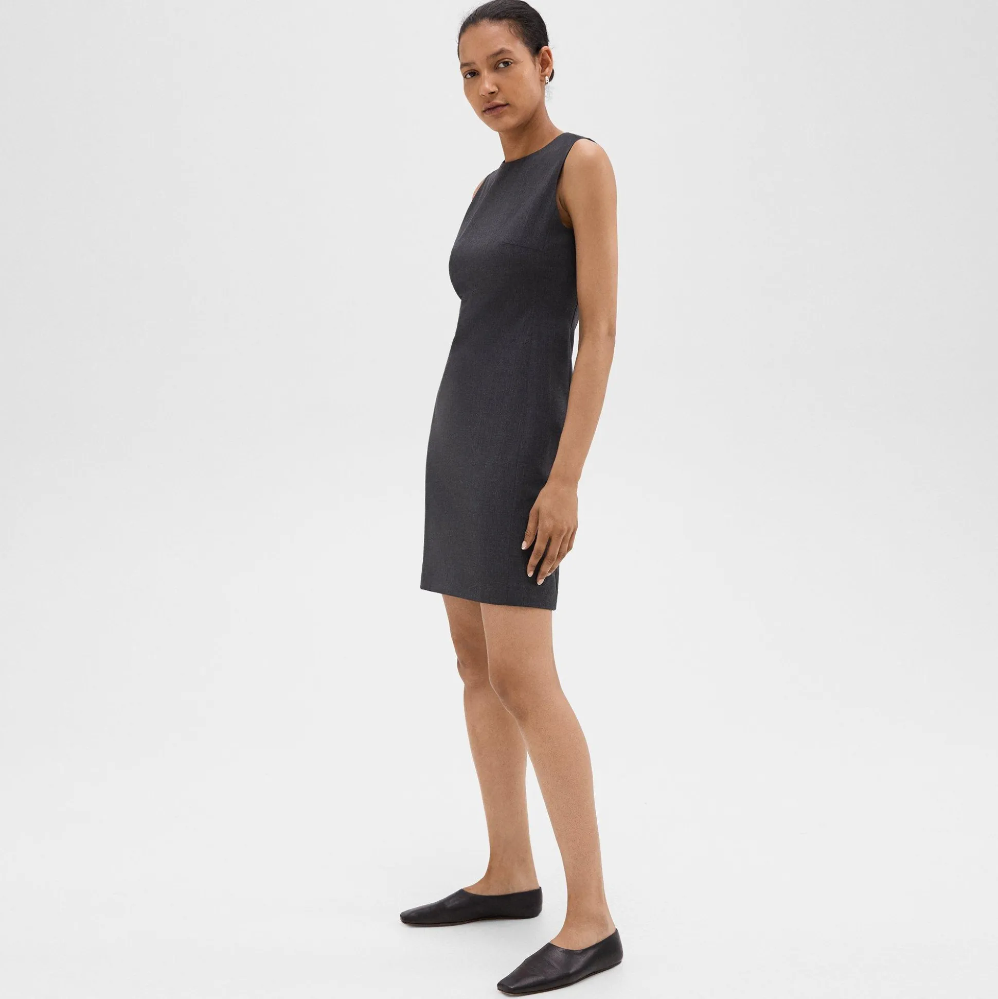Theory Sleeveless Fitted Dress In Good Wool-Women Suits|Dresses