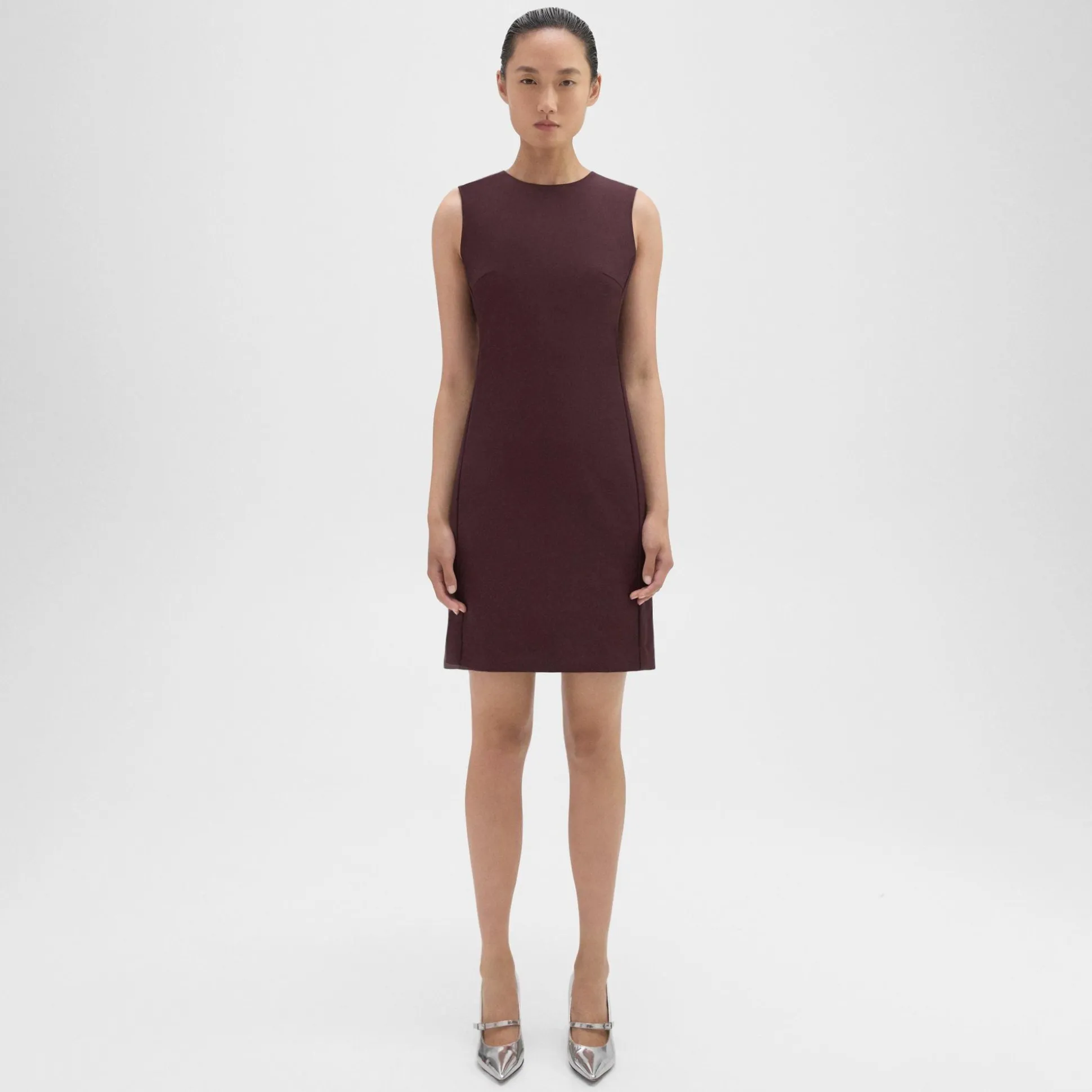 Theory Sleeveless Fitted Dress In Good Wool-Women Suits|Dresses