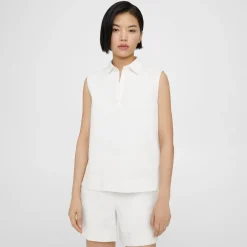 Theory Sleeveless Polo Shell Top In Cotton Pique-Women Tops