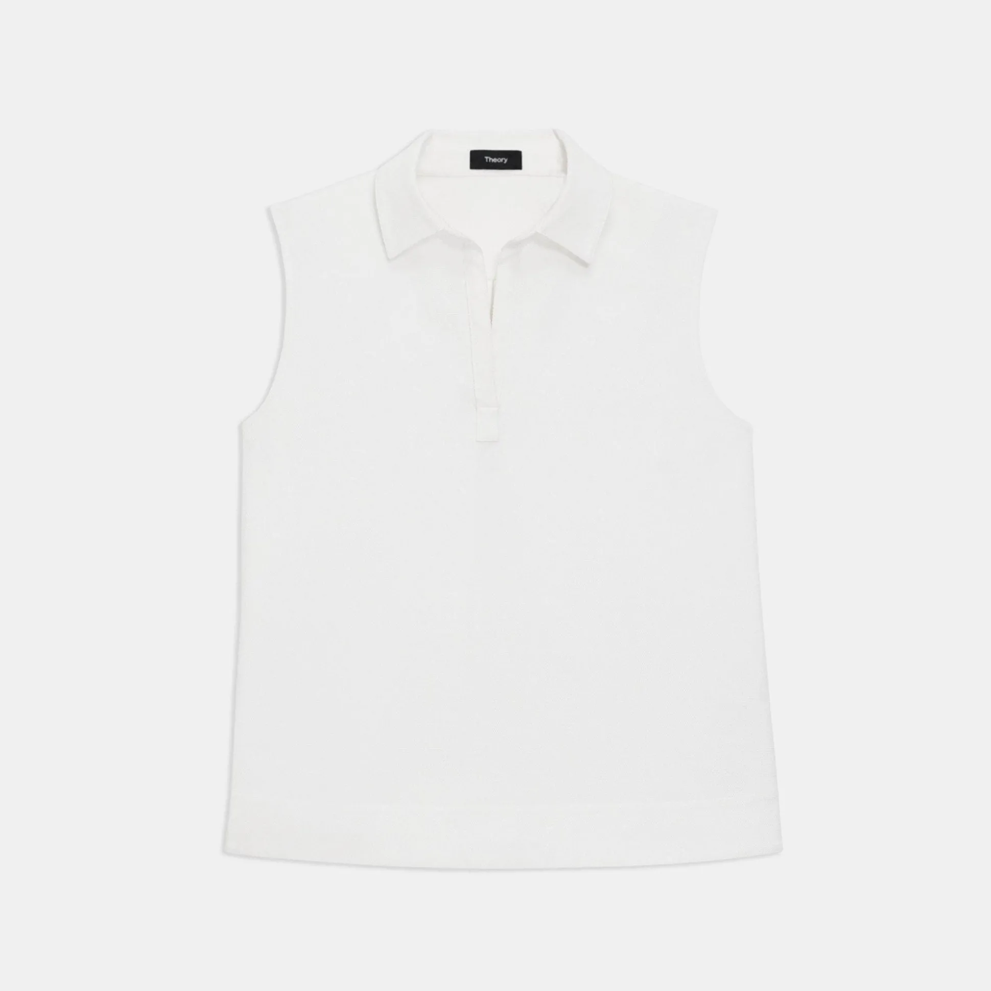 Theory Sleeveless Polo Shell Top In Cotton Pique-Women Tops