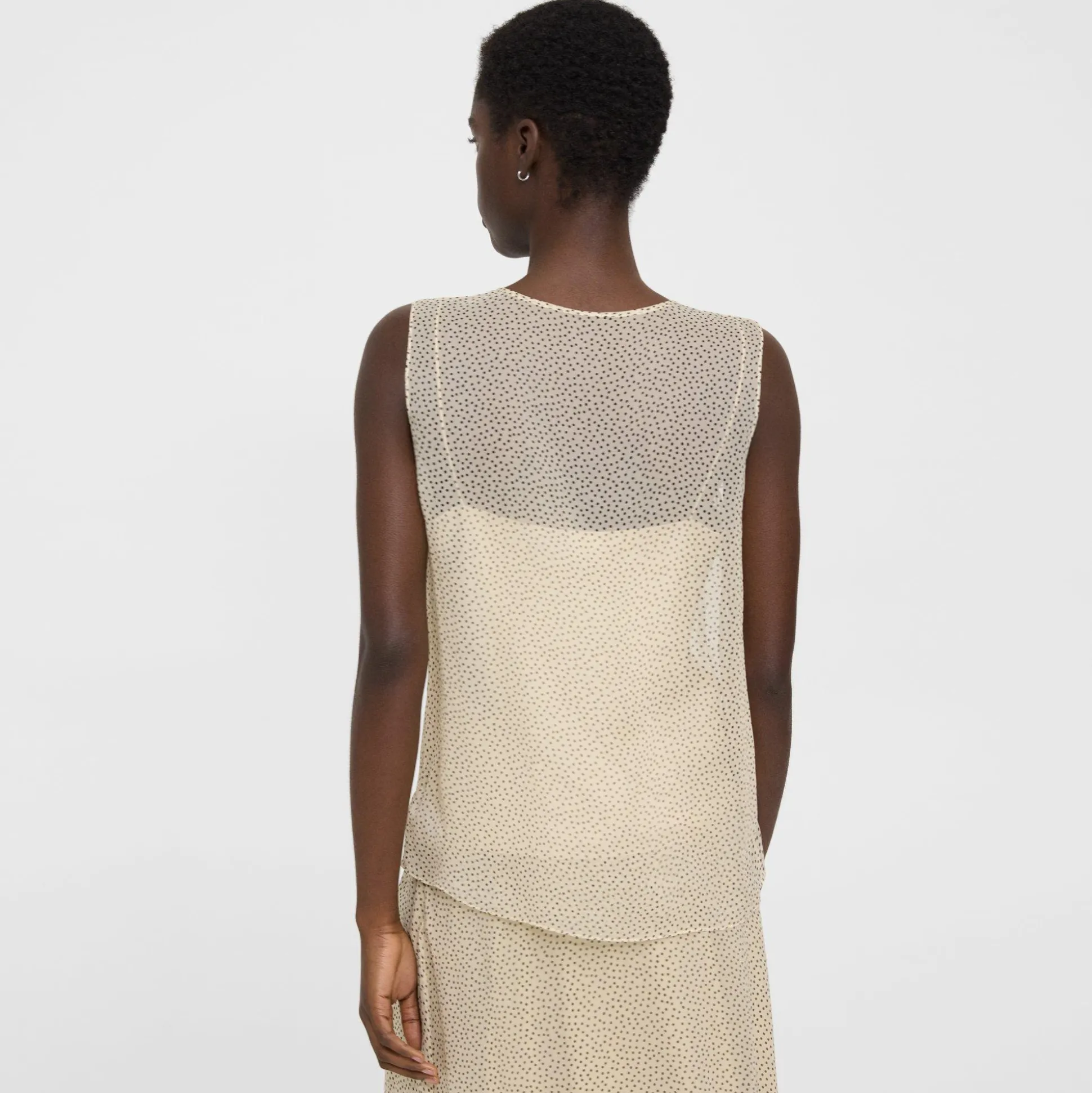 Theory Sleeveless Tie Neck Top In Silk Chiffon-Women Tops