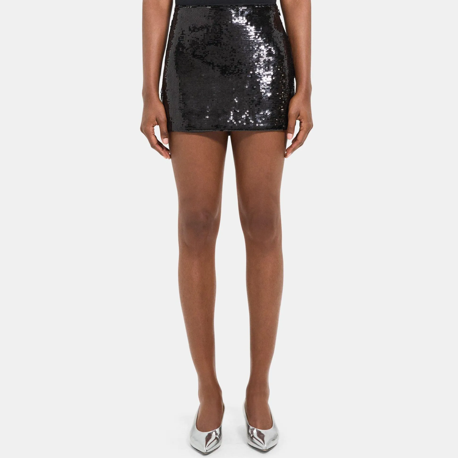Theory Slice Mini Skirt In Recycled Sequins-Women Skirts