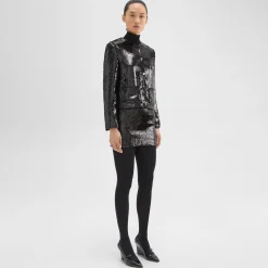 Theory Slice Mini Skirt In Recycled Sequins-Women Skirts