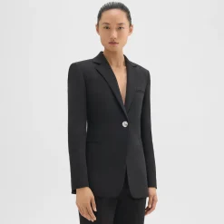 Theory Slim Blazer In Double Weave-Women Suits|Blazers + Jackets