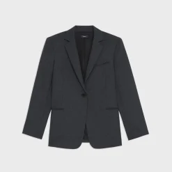 Theory Slim Blazer In Sleek Flannel-Women Suits|Blazers + Jackets