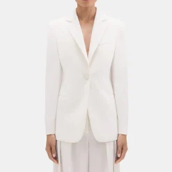 Theory Slim Blazer In Sleek Flannel-Women Suits|Blazers + Jackets