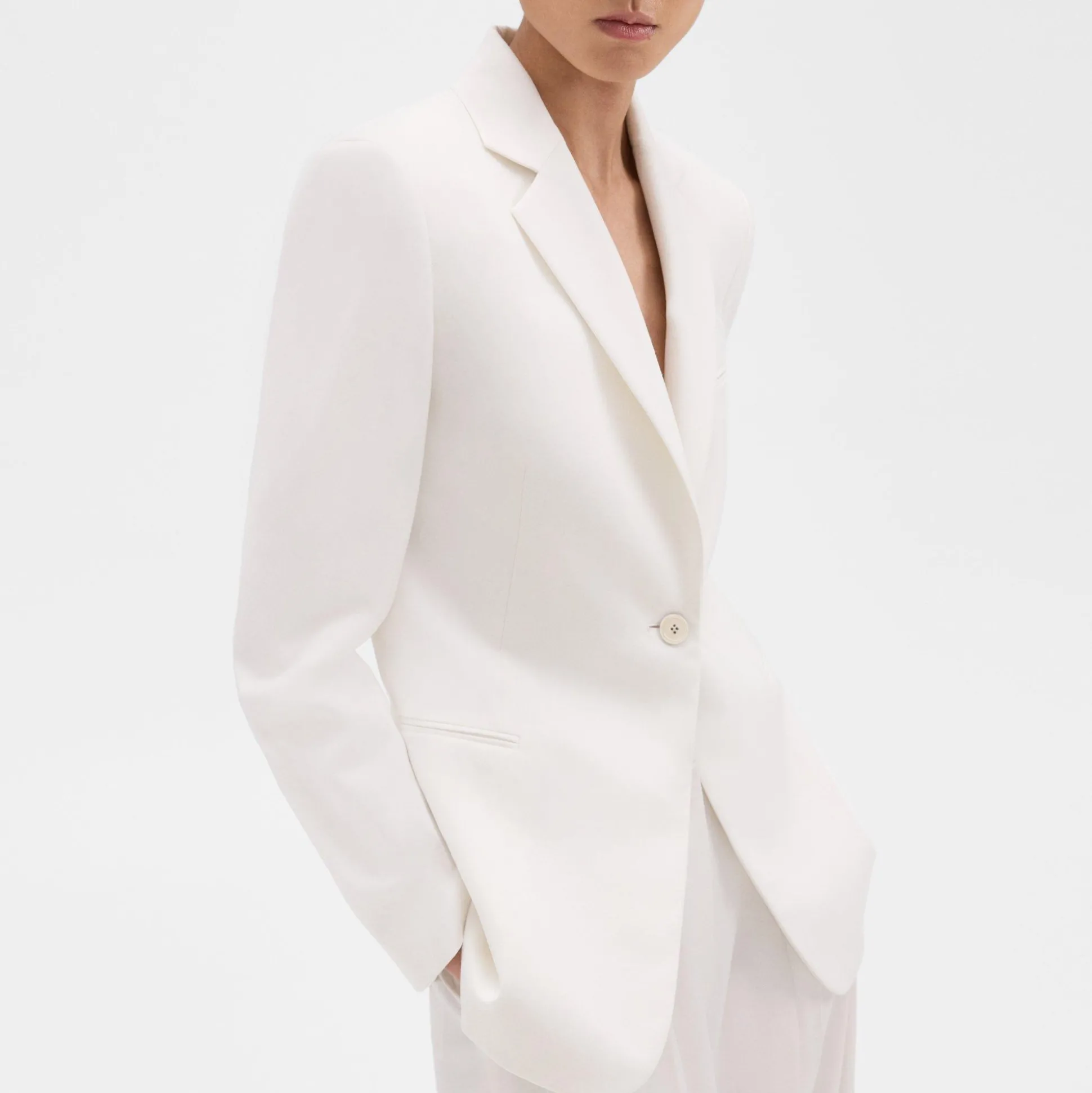 Theory Slim Blazer In Sleek Flannel-Women Suits|Blazers + Jackets