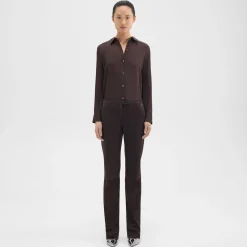 Theory Slim Low-Rise Pant In Suede-Women Pants