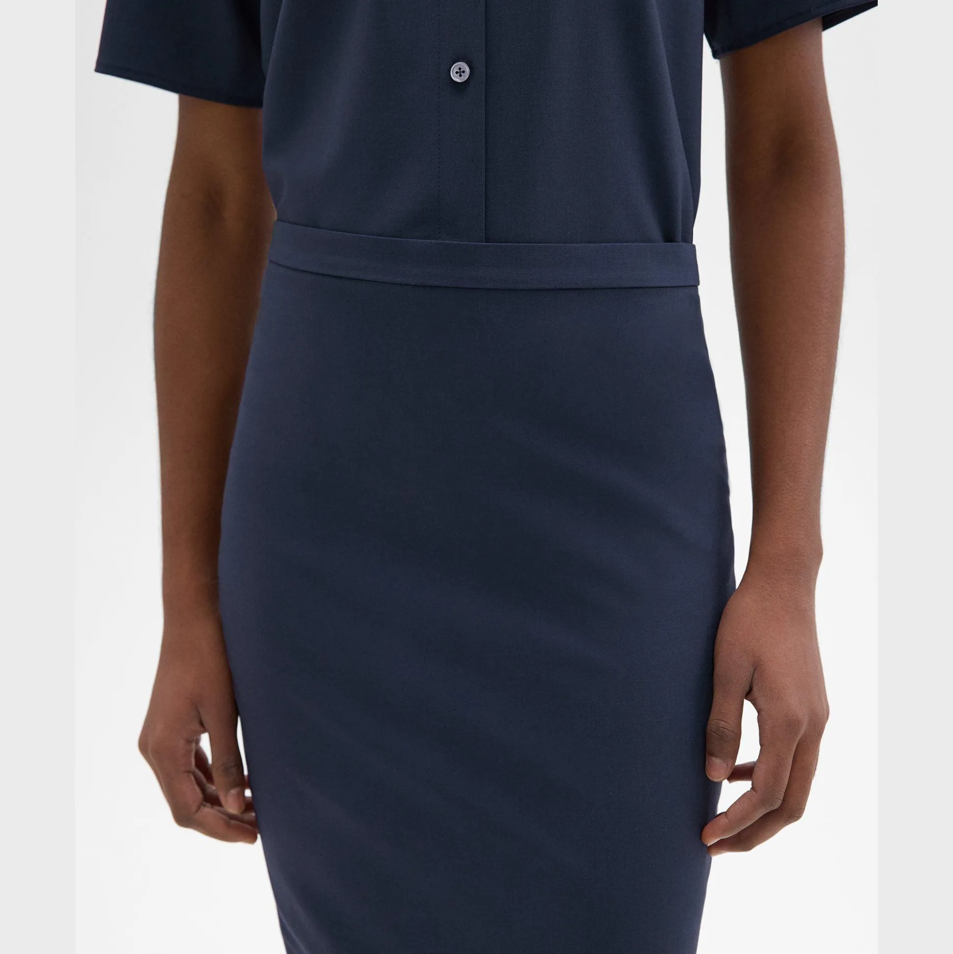 Theory Slim Pencil Skirt In Good Wool-Women Skirts
