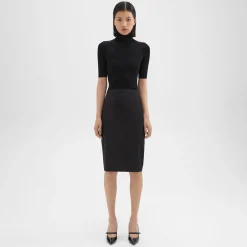 Theory Slim Pencil Skirt In Good Wool-Women Suits|Skirts