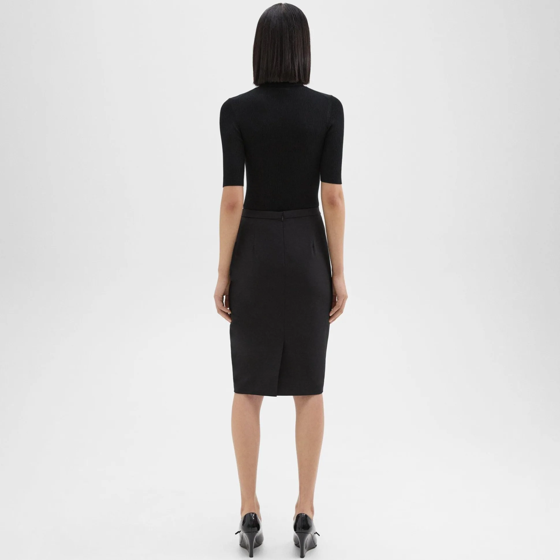 Theory Slim Pencil Skirt In Good Wool-Women Suits|Skirts