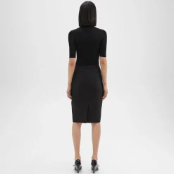 Theory Slim Pencil Skirt In Stretch Wool-Women Skirts