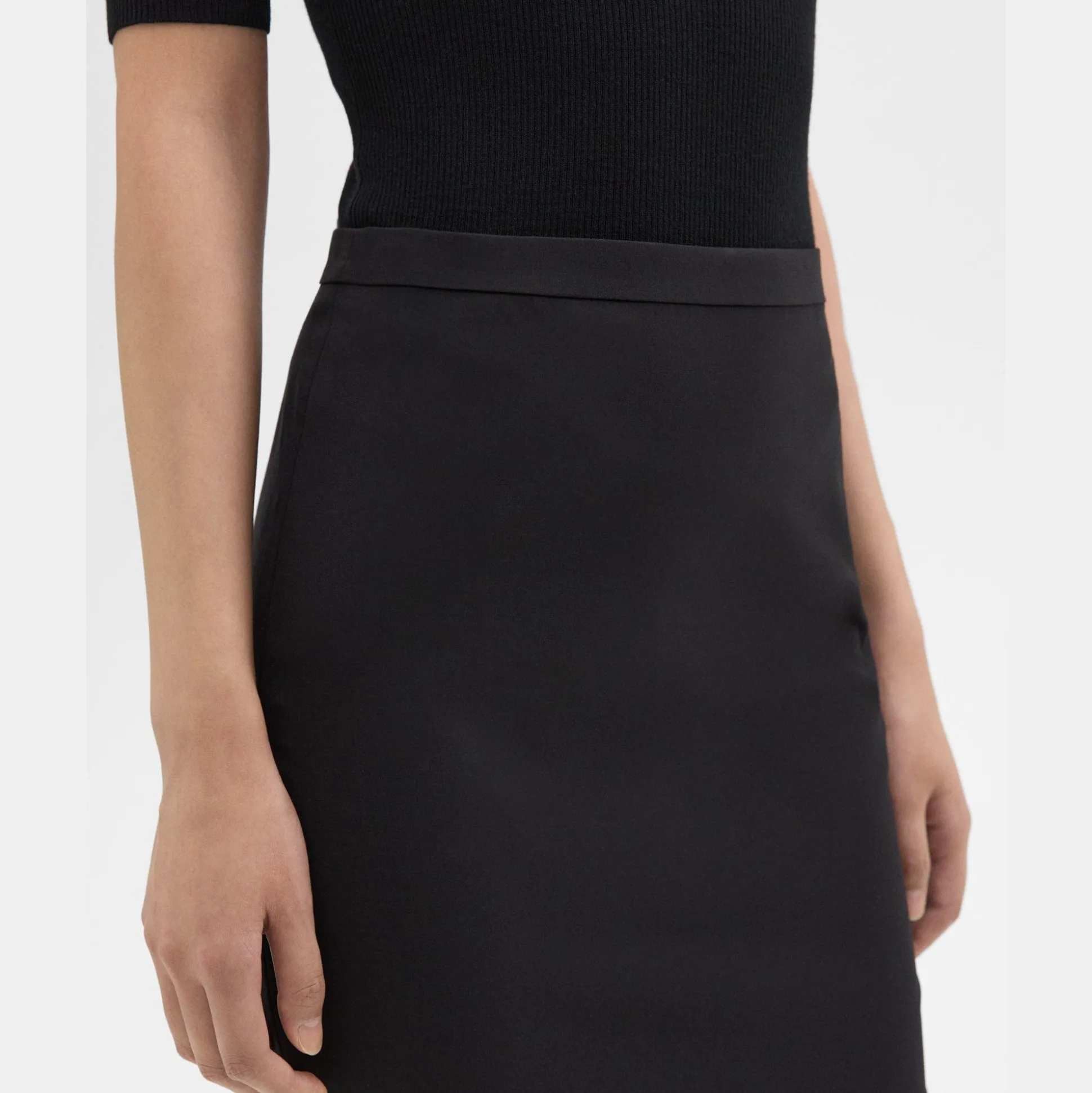 Theory Slim Pencil Skirt In Stretch Wool-Women Skirts
