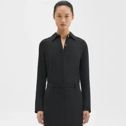 Theory Slim Shirt In Crepe-Women Tops