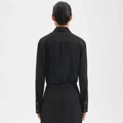 Theory Slim Shirt In Crepe-Women Tops