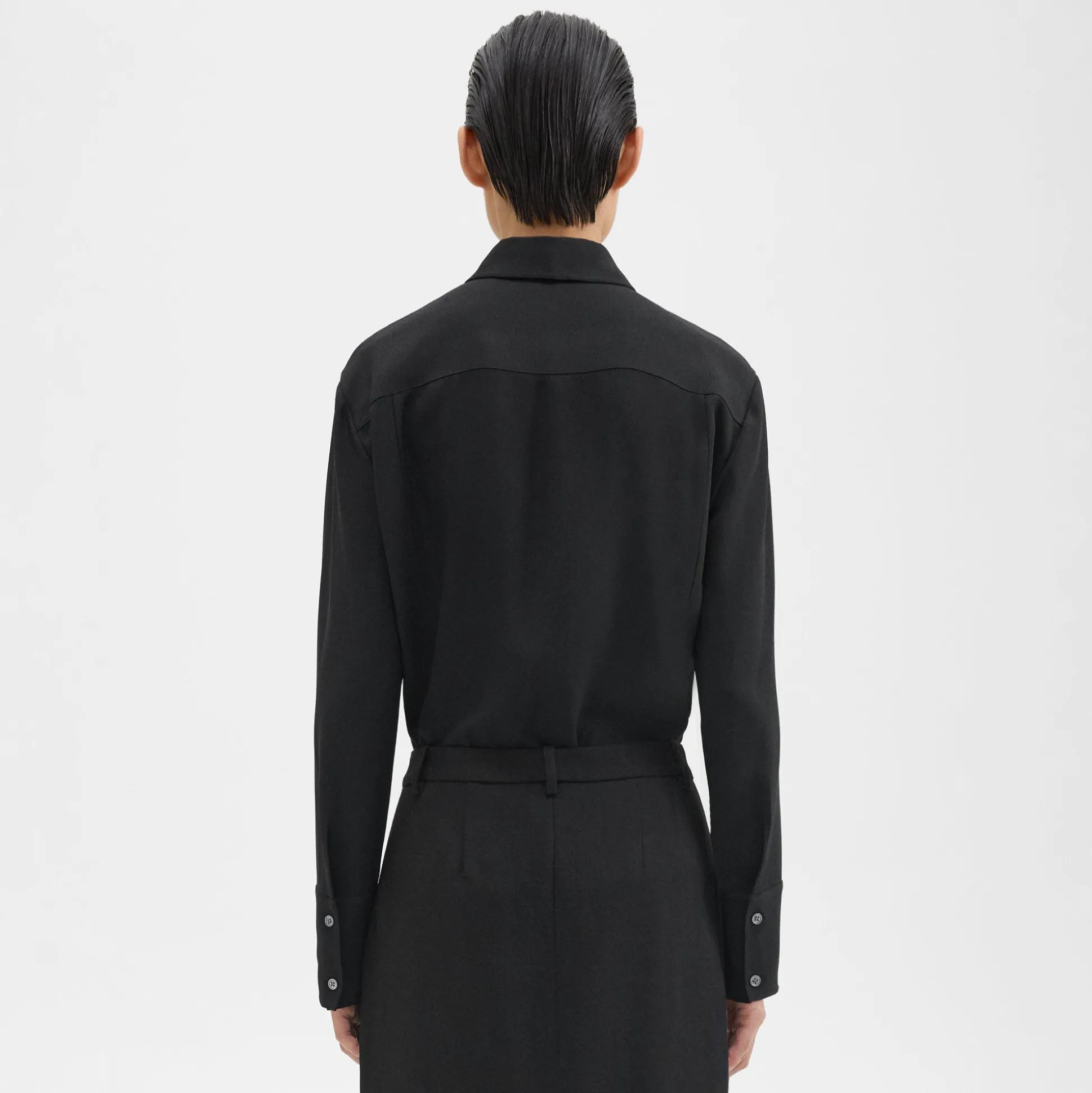 Theory Slim Shirt In Crepe-Women Tops