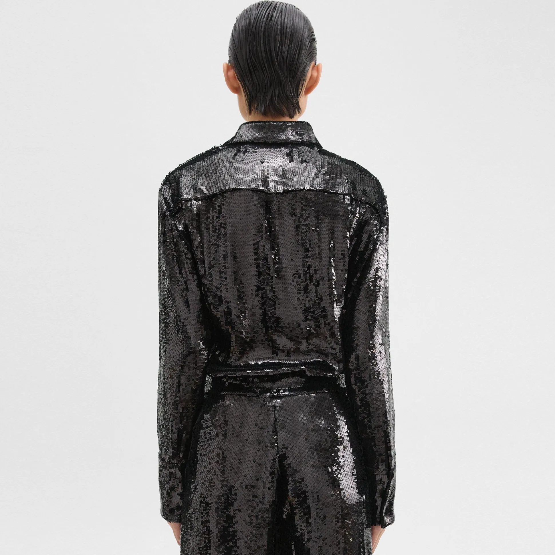 Theory Slim Shirt In Recycled Sequins-Women Tops