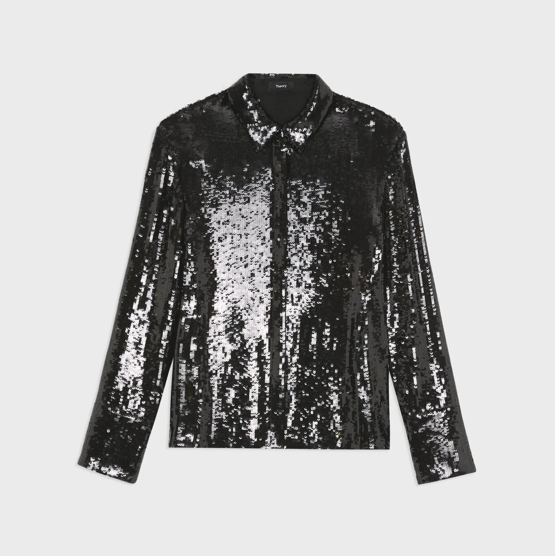 Theory Slim Shirt In Recycled Sequins-Women Tops