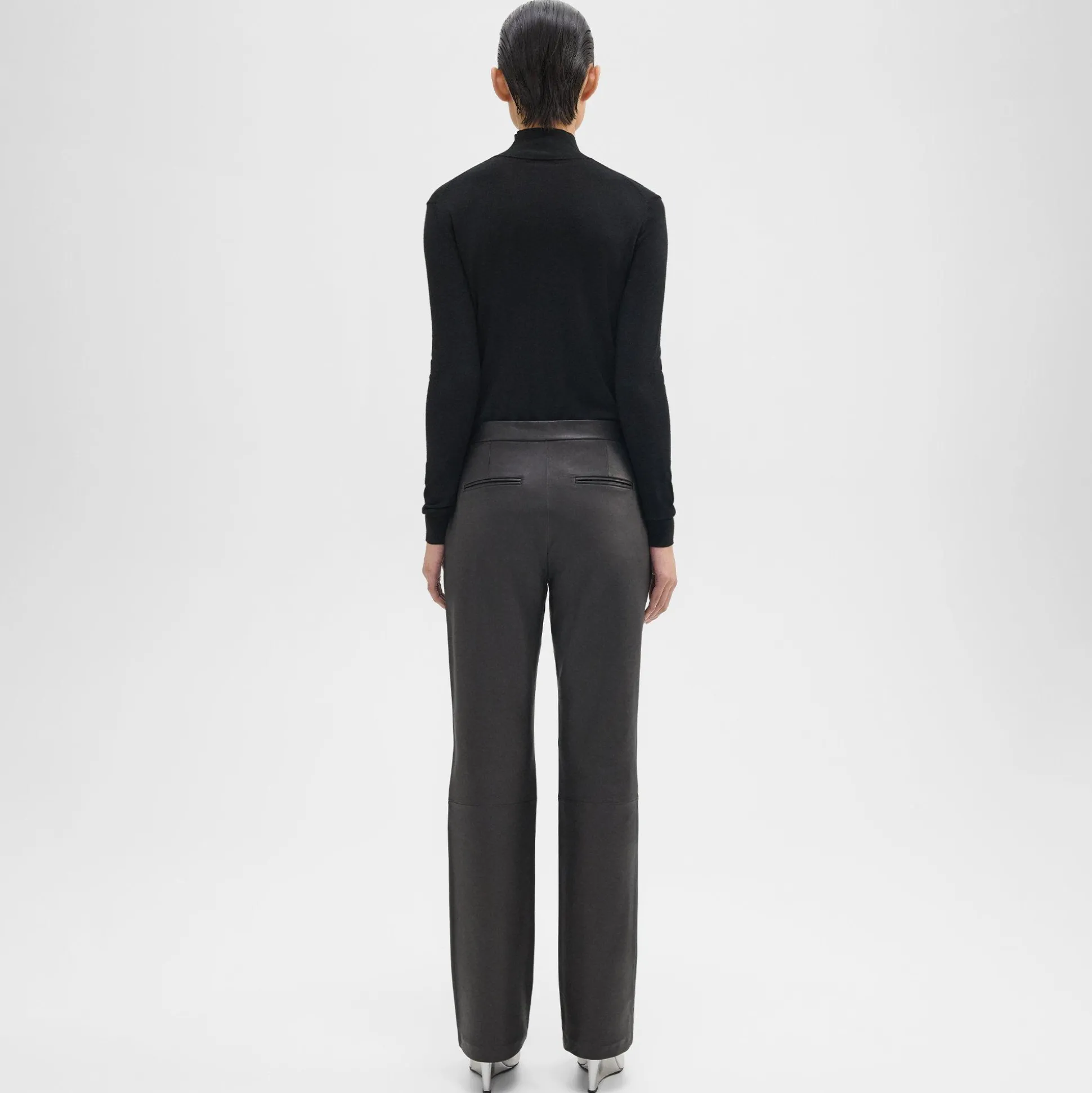 Theory Slim-Straight Pant In Leather-Women Pants