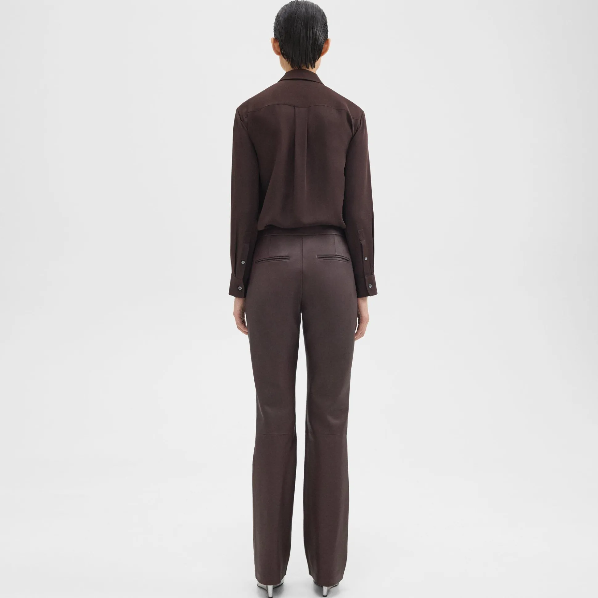 Theory Slim-Straight Pant In Leather-Women Pants