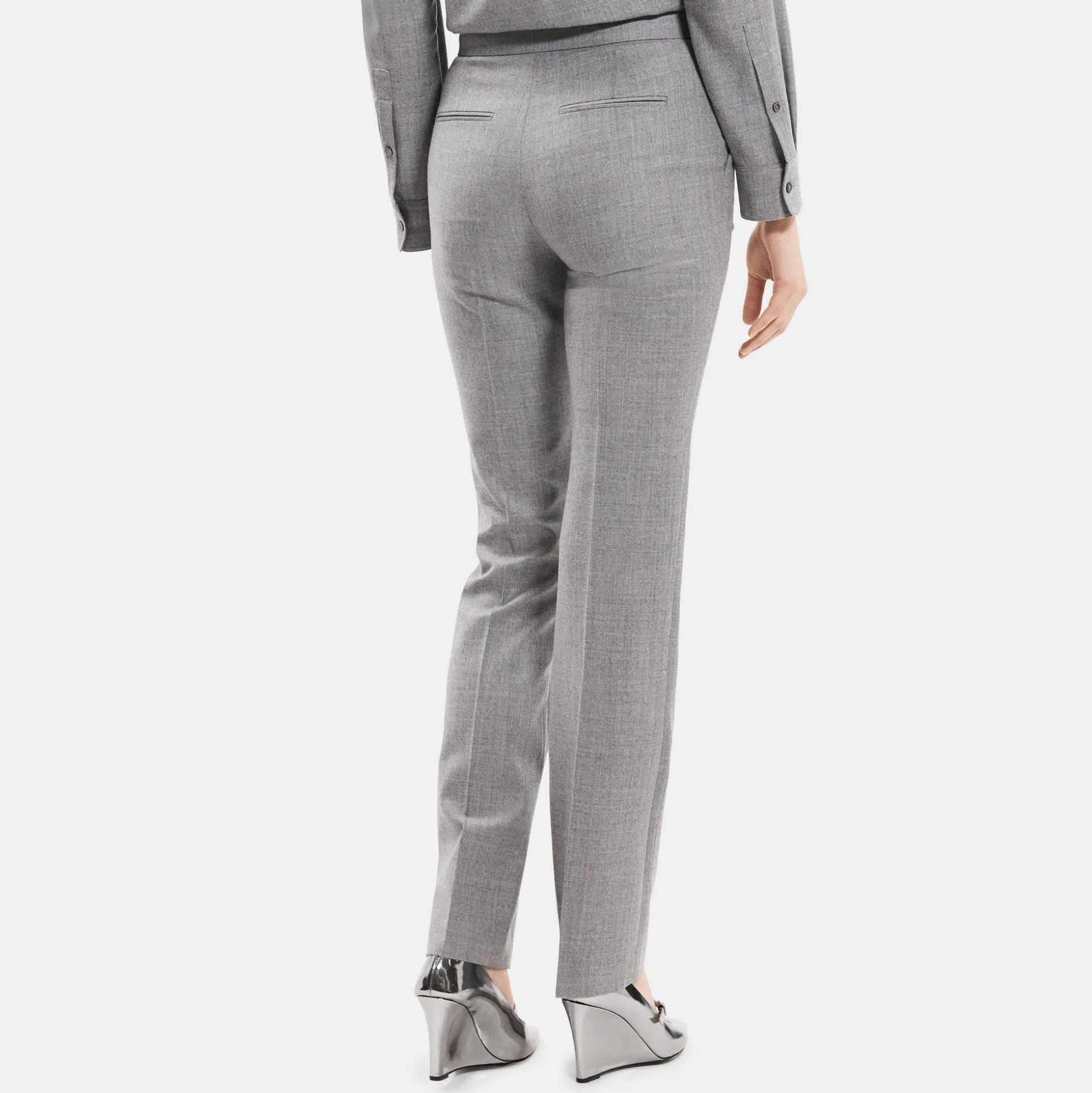 Theory Slim-Straight Pant In Melange Sleek Flannel-Women Suits|Pants