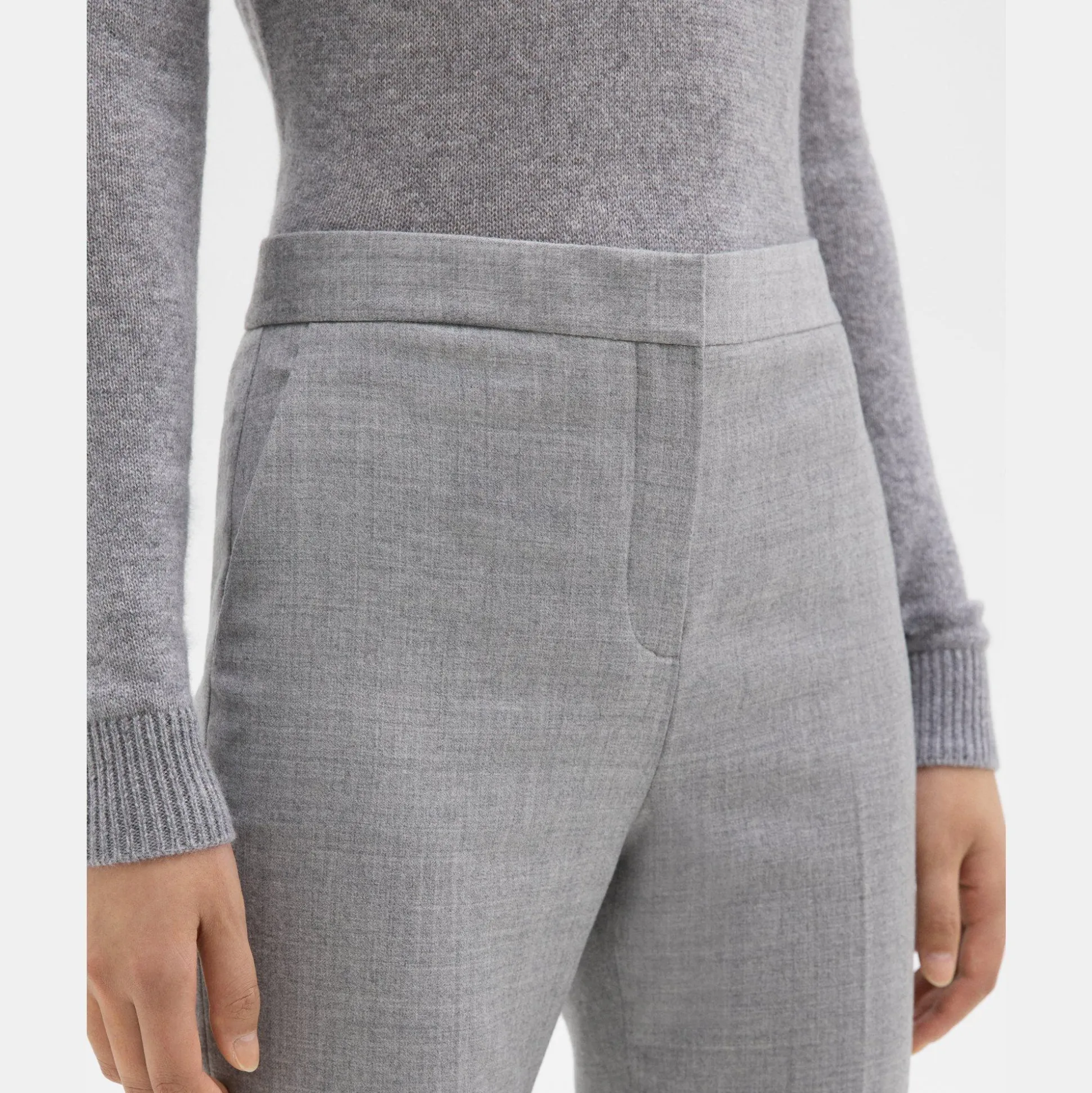 Theory Slim-Straight Pant In Melange Sleek Flannel-Women Suits|Pants