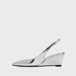 Theory Slingback Wedge In Metallic Leather-Women Shoes