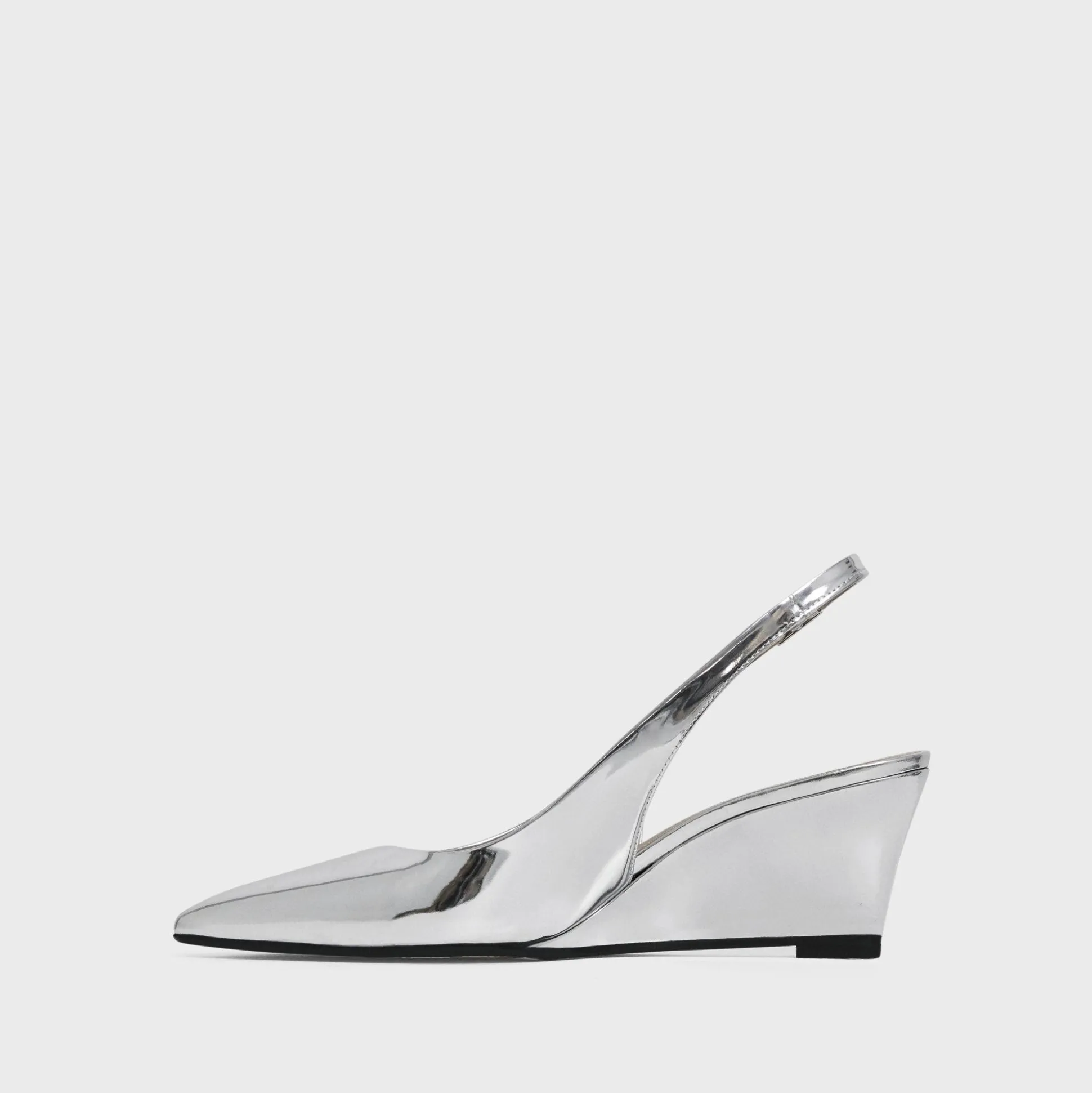Theory Slingback Wedge In Metallic Leather-Women Shoes