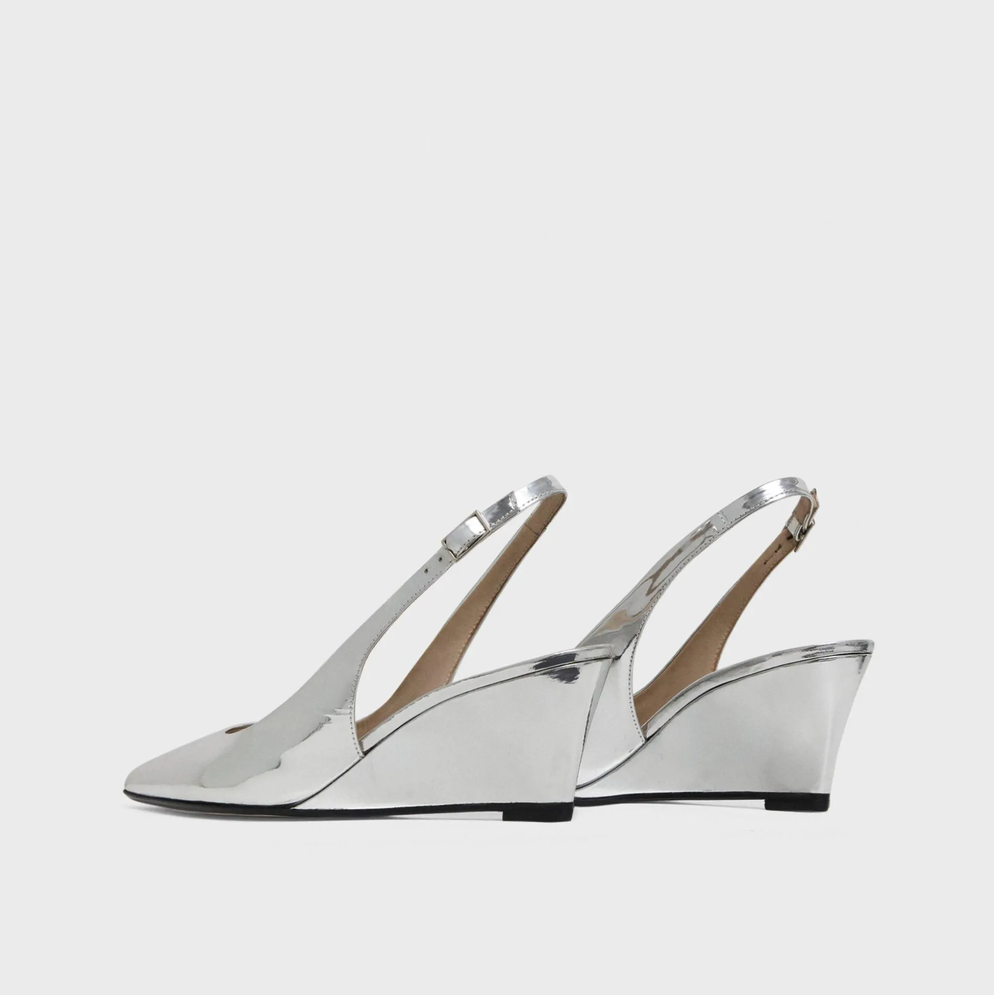 Theory Slingback Wedge In Metallic Leather-Women Shoes