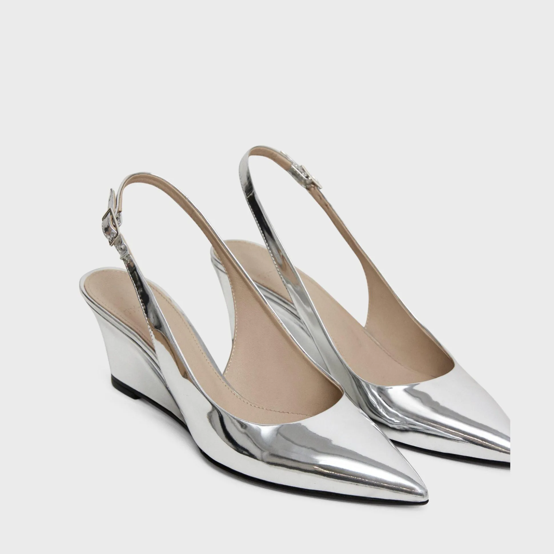 Theory Slingback Wedge In Metallic Leather-Women Shoes