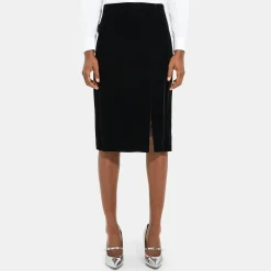 Theory Slit Pencil Skirt In Stretch Velvet-Women Skirts