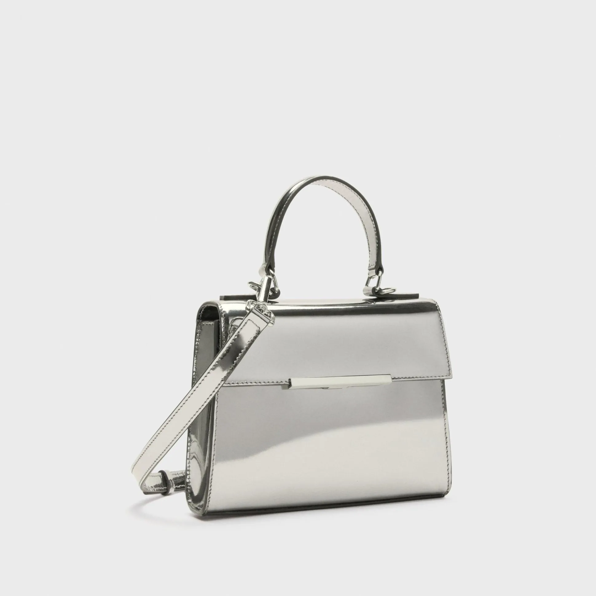 Theory Small Top Handle Bag In Metallic Leather-Women Bags
