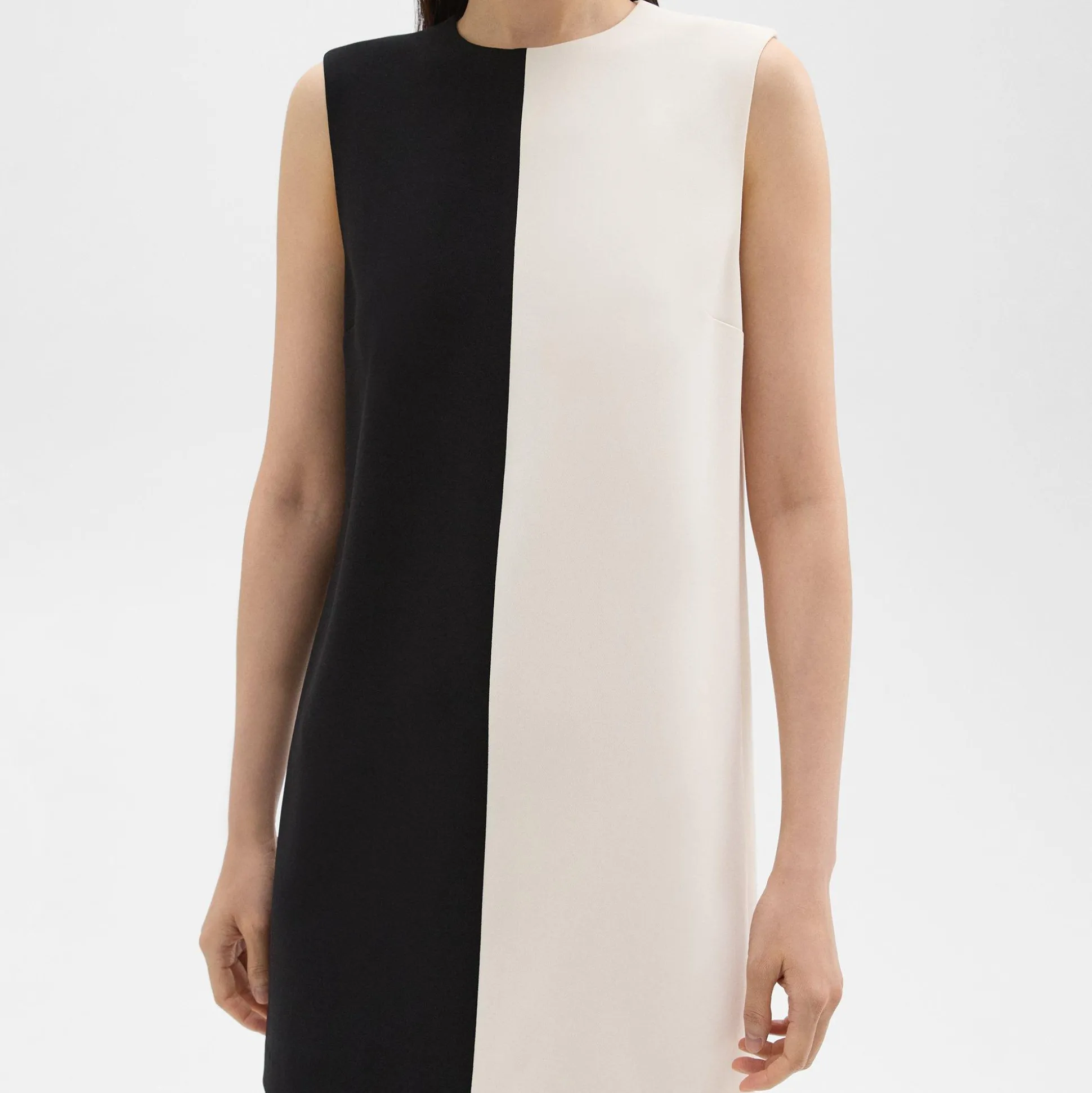 Theory Split Sleeveless Shift Dress In Admiral Crepe-Women Dresses