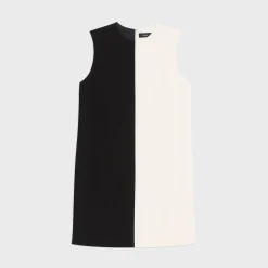 Theory Split Sleeveless Shift Dress In Admiral Crepe-Women Dresses